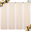 Shinybeauty Sequin Backdrop Curtains 4 Panels Ivory 2FTx8FT Sequin Fabric Photo Backdrop Curtains Ivory Glitter Curtains for Party Baby Shower Backdrop Studio Backgrounds