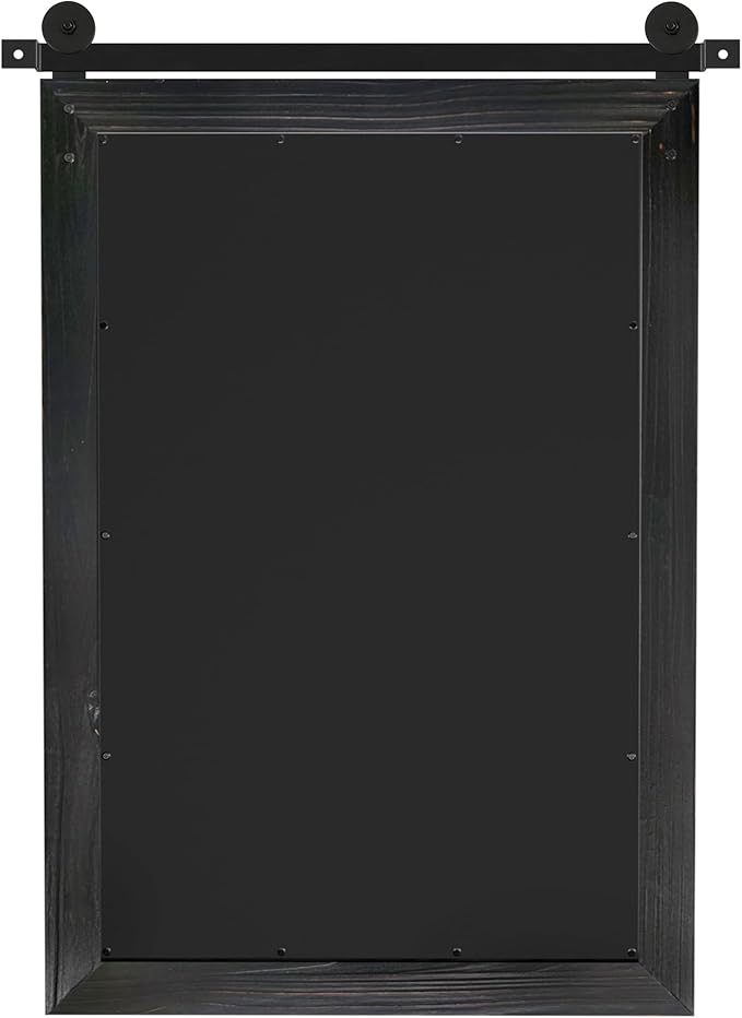 COGOOD Farmhouse Barn Door Mirror - 38 X 25 Rustic Bathroom Mirror for Living Room, Entryway, Vanity Wall Decor (Black)