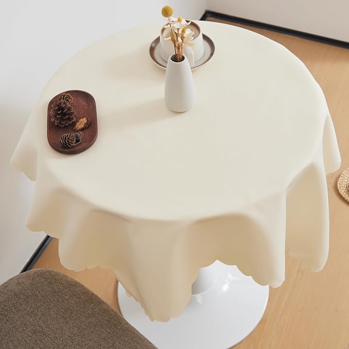 Small Square Beige Tablecloth 36 x 36 Inch Polyester Fabric Washable Table Cover Decorative Wrinkle Resistant Solid Color Table Cloth for Dining Party Wedding Camping