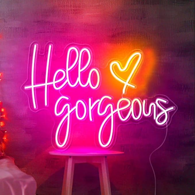 Lighted Neon Sign with USB Power, 17.7 x 13.8 Inch Yellow Heart Wall Decor