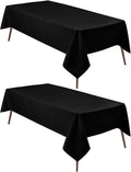 Hiasan 2 Pieces Black Tablecloth Rectangle - Waterproof and Wrinklr Resistant Washable Polyester Fabric Table Cloth for Dining Room and Outdoor Use, 70 x 140 Inch