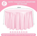 120 Inch Satin Tablecloth, 6 Pack – Light Pink, Silky Round Tablecloth
