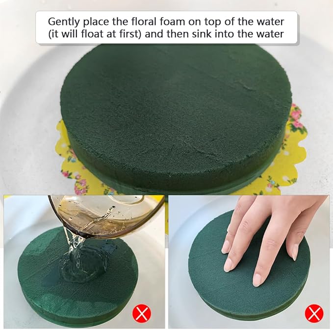 6 Pcs Round Floral Foam Blocks Each (3” X 1.5”) Green Wet & Dry Flower Foam for Fresh & Artificial Flower Arrangements, DIY Crafts, Arts, Weddings, Birthdays and Garden Decorations (Size: 3 Inch)