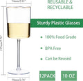 Plastic Wine Glasses, 12 Pack, 10 Oz Plastic Wine Glasses with Stem