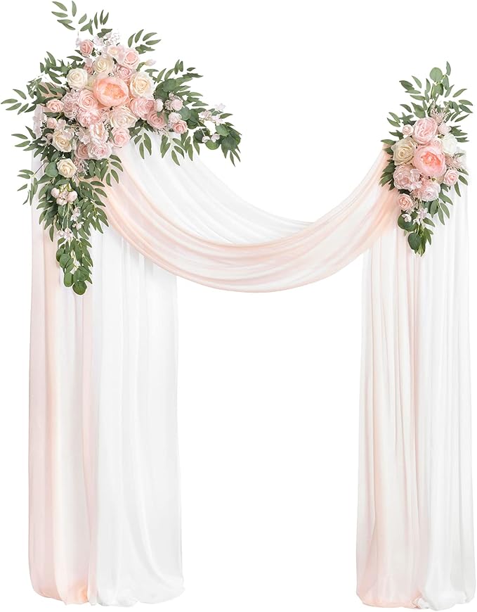 Artificial Flowers Wedding Arch Kit, Blush and Cream Silk and Foam, 4-Piece Set