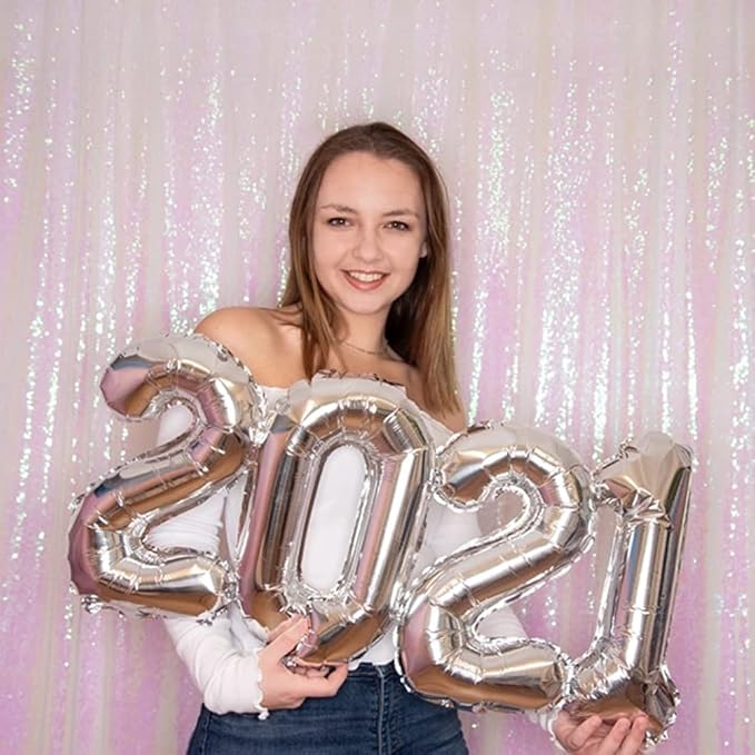 Poise3EHome 5FT x 7FT Iridescent Sequin Photography Backdrop Curtain for Party Decoration