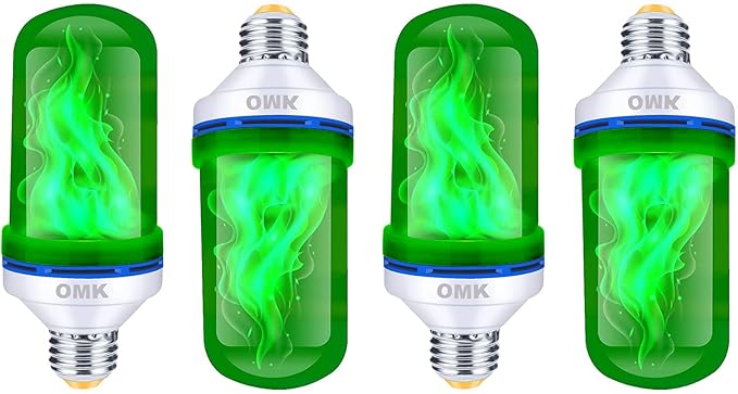 LED Bulbs, Green Flame Effect, 4 Pack, 3W PAR30S