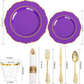 Plastic Plates-Disposable Purple and Gold Plates, 350PCS – Purple