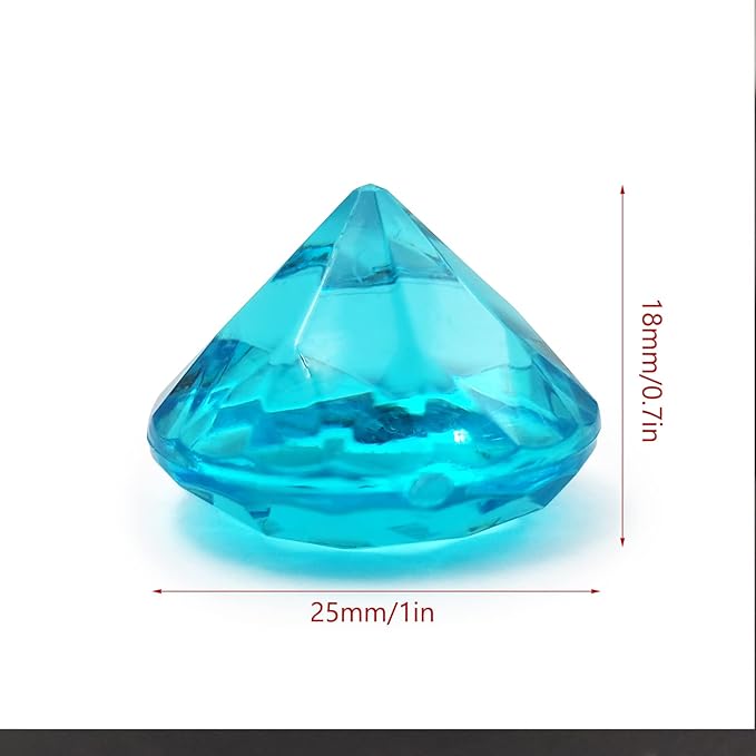 100Pcs Clear Acrylic Diamonds 25mm Wedding Table Scatters Gemstones Confetti for Vase Fillers,Floral Decor,Bridal Shower Decorations,Home Centerpieces,Candle Display (Sky Blue)