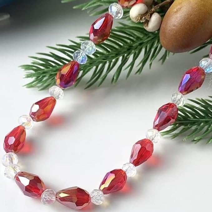 130pcs 6x8mm Teardrop Crystal Glass Beads for Jewelry Making, Faceted Vertical Hole Teardrop Glass Spacer Beads for Wind Chimes Bracelet Earring Necklace DIY Craft(Mix Colors)
