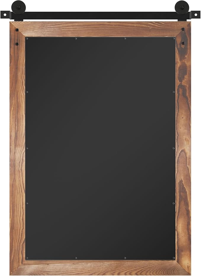 COGOOD Farmhouse Bathroom Mirror - 42 x 29 Rustic Barn Door Style Mirror for Living Room, Entryway, Vanity Wall Decor (Brown)