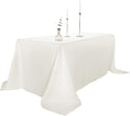 Ascoza 2pack 90x132 Inch Ivory Rectangular Tablecloth 8 Feet Table Cloth in Polyester Fabric for Wedding/Banquet/Restaurant/Parties