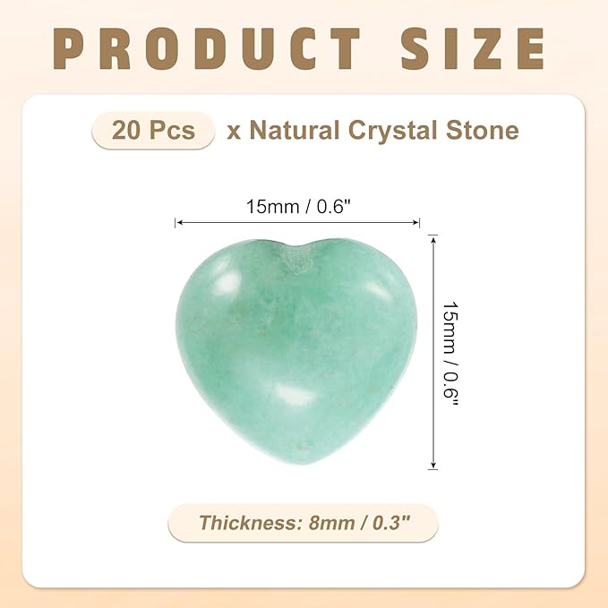 PATIKIL 20 Pcs Natural Heart Shaped Crystal Stone, 0.6 Inch Mini Polished Love Gemstone Crystal, Pocket Rock Engraved Worry Stones for Women Gifts Meditation, Emerald Green