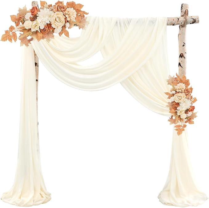 Wedding Arch Drape Fabric, Ivory Sheer Chiffon, 8 Panels 20 Ft x 28 In