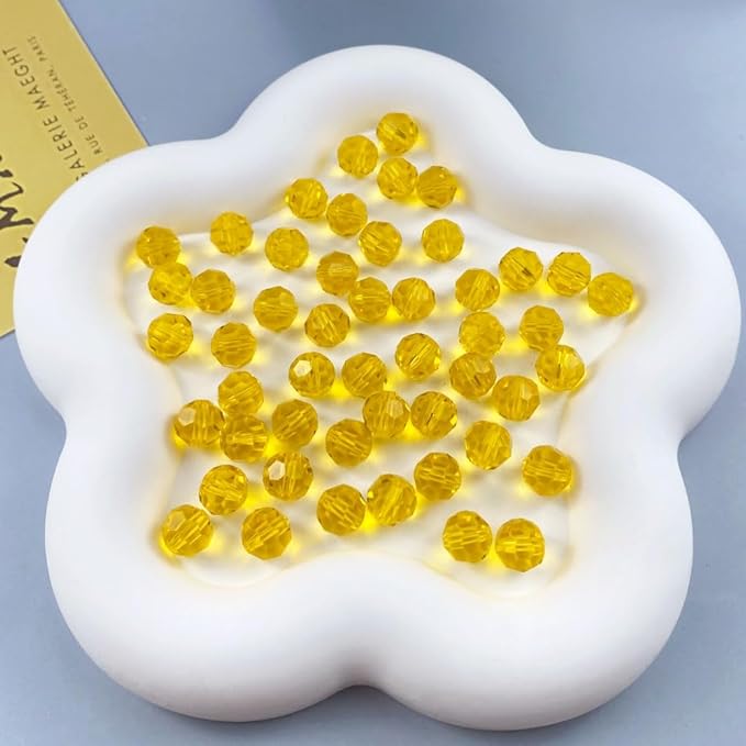 50 PCS 10mm Crystal Glass Beads Round Multiple Faceted Loose Spacer Glass Beads for DIY Handcrafte Bracelet Necklace Earring Jewelry Making(Orange)