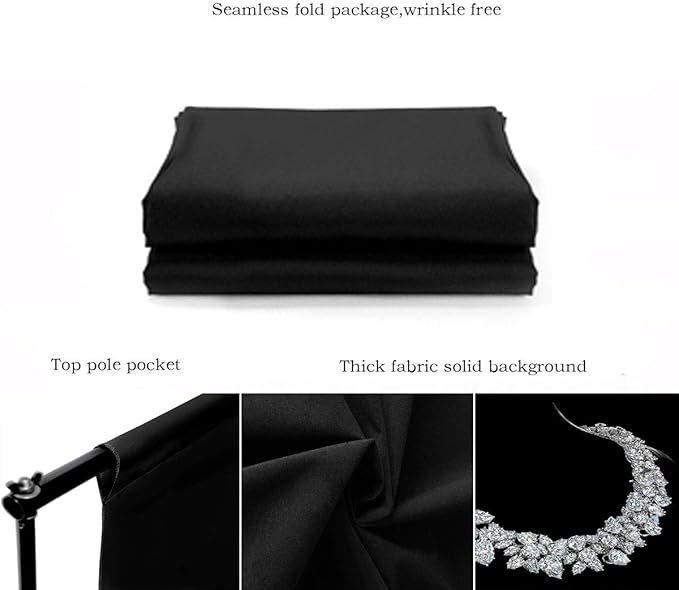 Background Solid Black Backdrop Muslin Portrait Background Screen for Photo Backdrop Video Photography Studio(6x9ft, Black)