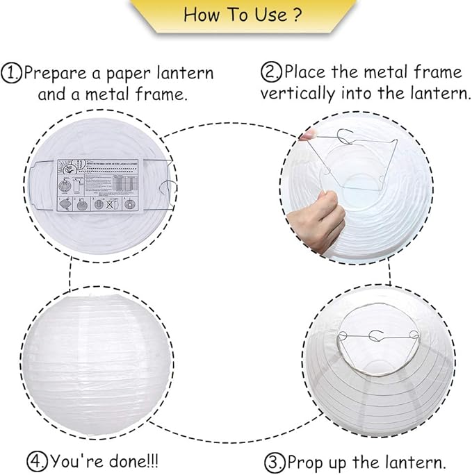 Paper Lanterns, 15 Piece Purple Lavender and White Rice Paper Set