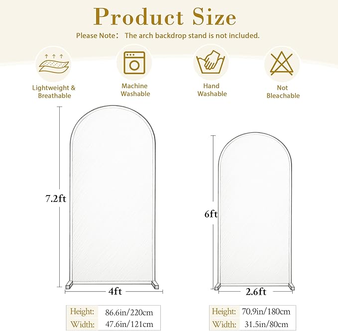 Royal Blue Arch Backdrop Cover for Wedding, 7.2FT 6FT Set of 2 Stretchy Spandex Fitted Arch Stand Cover for Baby Shower, Birthday Party Decor, Chiara Backdrop Cover with Double-Sided Design