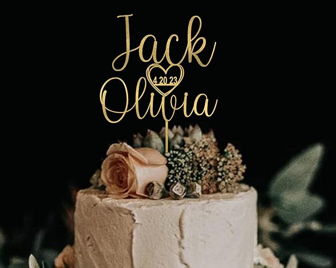 Personalized Wooden Wedding Cake Topper, 6 x 8 Inches