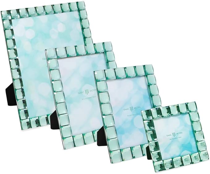 Isaac Jacobs Decorative Sparkling Light Green Jewel Picture Frame, Photo Display & Home Décor (8x10, Light Green)