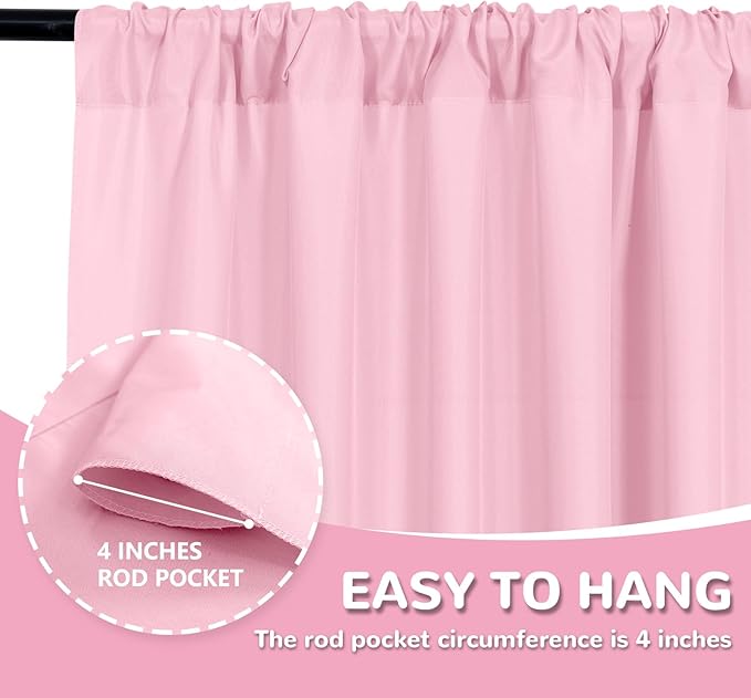 MEETSKY Pink Backdrop Curtain for Parties Baby Shower Pink Photo Curtains with Rod Pockets Backdrop Drapes Privacy Fabric Decoration for Wedding Birthday Gril Party Home Decor, 5ft x 10ft, 2 Panels