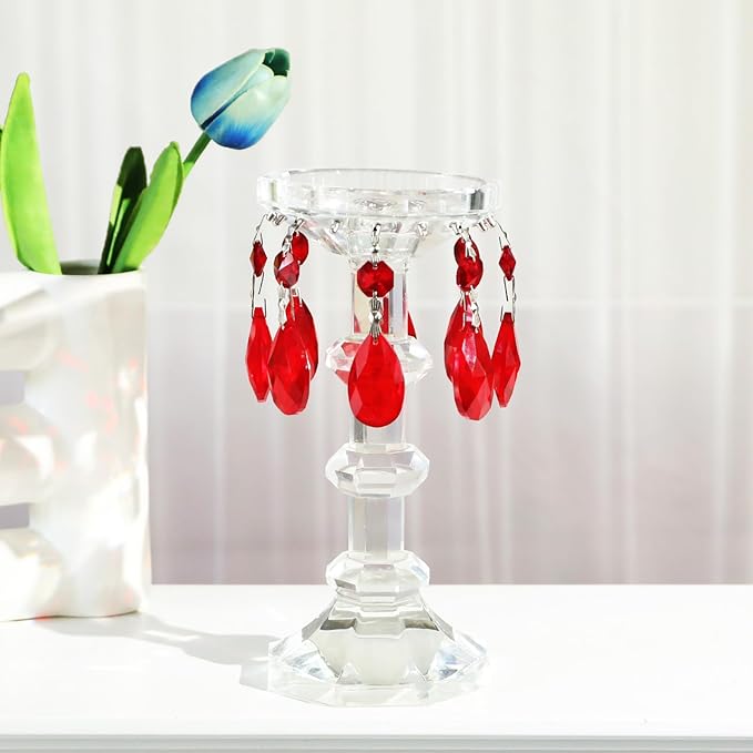 10pcs Crystal Prisms Chandelier Red Ornament Pendants Rainbow Maker 38mm Drop Prism Hanging Prisms for Wedding Party Chrismtmas Decoration DIY Jewelry