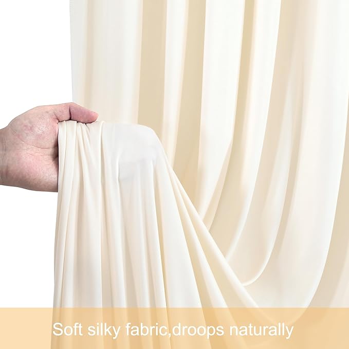 Champagne Backdrop Curtain Set, 8 Panels, Wrinkle-Free Fabric