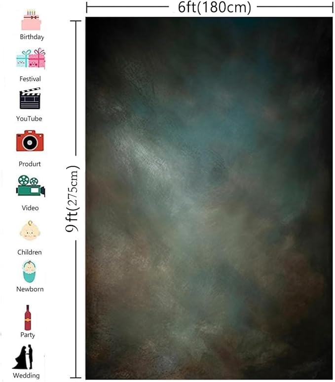 6x9ft Aqua Backdrops Portrait Backdrops for Photography Mottled Photo Background