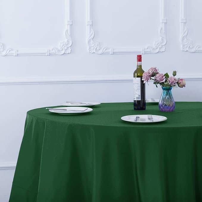 Ascoza 2pack 108 Inch Hunter Round Tablecloth in Washable Polyester Fabric for Wedding/Banquet/Restaurant/Parties