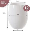 Stemless Plastic Wine Glasses, 24 Count, 12 Oz, White Unbreakable Set
