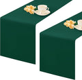 2 Pack Green Small Short Table Runner 12 x 24 Inch Solid Color Runners Coffee Table Dresser for Daily Party Home Decoration
