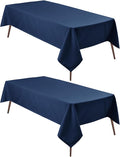 Hiasan 2 Pieces Rectangle Tablecloth - Waterproof Washable Polyester Table Cloth for Dining Room Kitchen Party Camping, Navy Blue, 54 x 80 Inch