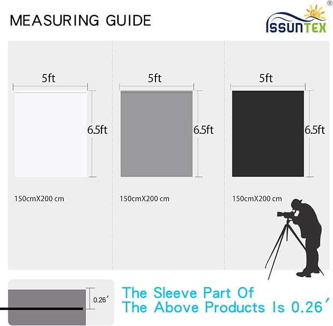 ISSUNTEX 5X6.5 ft Black Background Backdrop,Photo Studio,Collapsible High Density Screen for Video Photography and Television