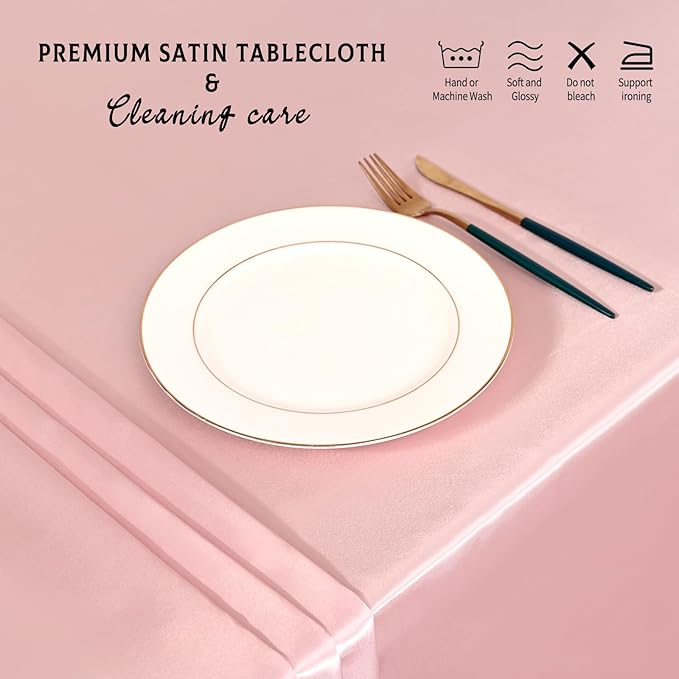 10 Packs Satin Tablecloth 57 x 108 Inch Rose Gold Rectangular Table Cloth Silk Tablecloth Smooth Fabric Overlay Satin Table Cover Decoration for Wedding Party Banquet Events