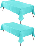 Hiasan 2 Pieces Solid Rectangle Tablecloth - Waterproof and Spillproof Washable Polyester Fabric Table Cloth for Kitchen and Dining Room, Aqua, 90 x 156 Inch