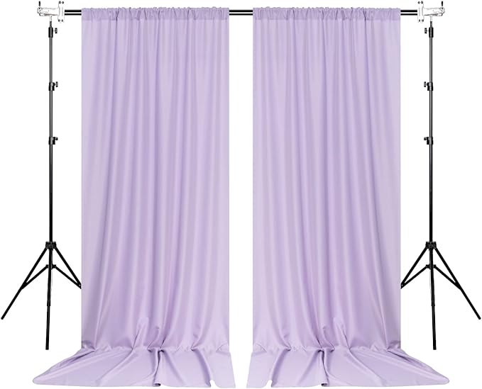MYSKY HOME 10ft x 7ft Curtains Backdrop Curtains for Parties Light Purple Background Curtains Drapes Wedding Curtains Stage Curtains Rod Pocket Drapes Backdrop for Baby Showers, 5ft x 7ft, 2 Panels