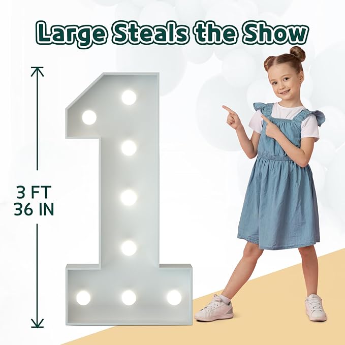 Marquee Numbers 3 Feet Tall Big Light Up Numbers Sweet 16 16th Happy Birthday Decorations Girl Boy White Anniversary Party Decor Large Cardboard Prop Backdrop Sign 16
