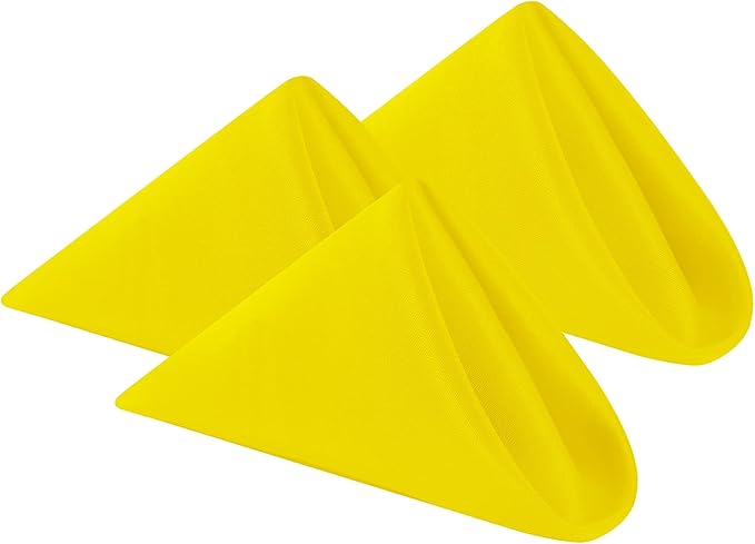 Cloth Napkins 17x17 inch Washable Polyester Dinner Napkins Soft Table Napkins for Wedding Party Dining Banquet(Yellow,12PCS)