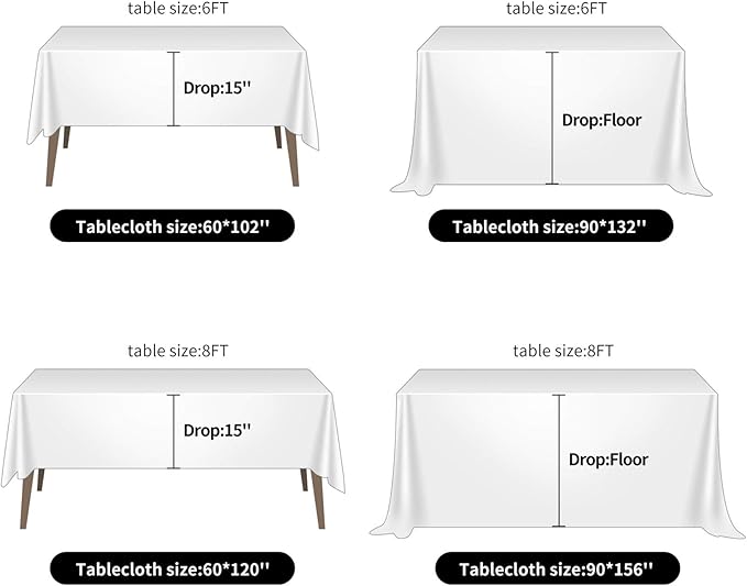 Ascoza 2pack 90x156 Inch Emerald Rectangular Tablecloth 8 Feet Table Cloth in Polyester Fabric for Wedding/Banquet/Restaurant/Parties