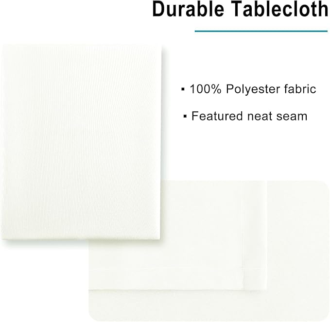 Hiasan Ivory Tablecloth for Rectangle Tables - Waterproof and Spillproof Washable Fabric Table Cloth for Dining Room Kitchen Party, 52 x 70 Inch