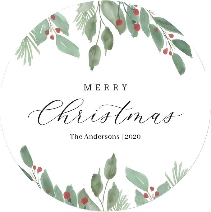 Custom Stickers for Weddings, Birthdays & Businesses - Personalized Labels with Your Logo - Waterproof, Fade and Heat Resistant - Pack of 100-1000 (Wreath F, 3.5 Inch)