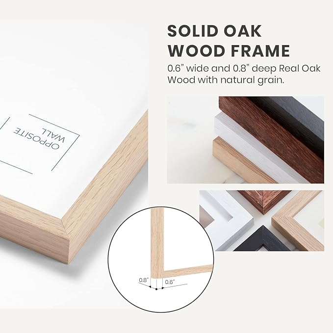 Opposite Wall - 11x17 in - Natural Solid Oak Wood Picture Frame - Lightweight, Versatile & Shatterproof - Wall Hanging Poster or Photo Frame - Wall Decor for Office, Gallery & Home
