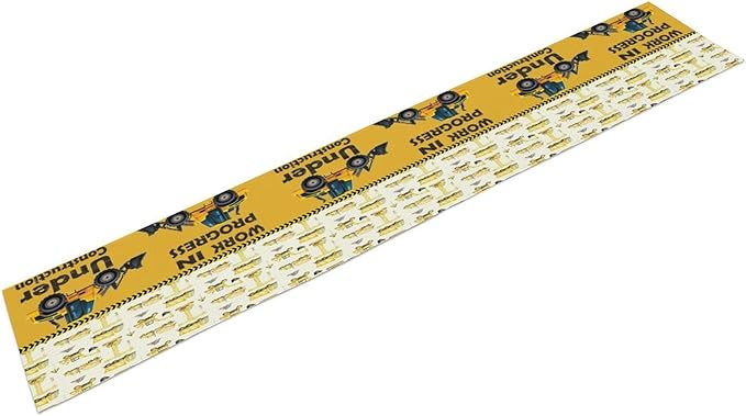 Cartoon Car Table Runner,Boys Kids Construction Vehicles Truck Yellow Print Tablecloth Burlap for Hotel Indoors Outdoor Dining Room Kitchen Home Decor,W13X L90 in
