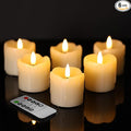 Eywamage Ivory Dripping Wax Flameless Votive Candles with Remote Batteries, 2x2 in Flickering Christmas LED Candles Set of 6