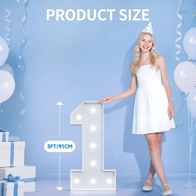 3FT Marquee Numbers 0 for 10th, 20th Birthday Party Decorations, Large Light Up Number 0 Sign for Anniversary Decor, Backdrop, Big Marquee Number, Pre-Cut Foam Board Kit
