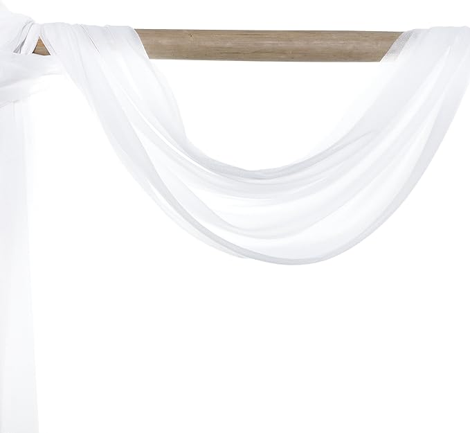 Fabric Panel: White Sheer Chiffon, 30 In x 40 Ft Wedding Drape
