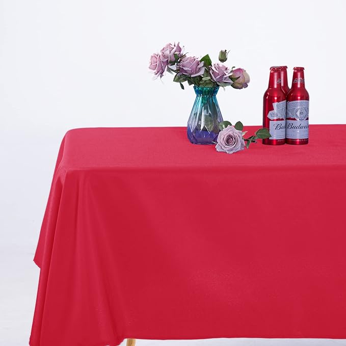 Ascoza 2pack 60x102 Inch Red Rectangular Tablecloth 6 Feet Table Cloth in Polyester Fabric for Wedding/Banquet/Restaurant/Parties