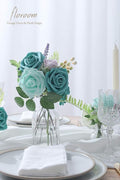 Artificial Flowers Real Looking Green Foam Fake Roses, 50pcs – Teal