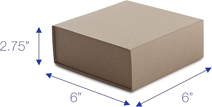 CECOBOX - Gift Boxes with Lids for Presents 6"x6"x2.75" - Matte, Collapsible Magnetic Closure Gift Box - Groomsmen & Bridesmaid Proposal Boxes, Wedding, PR, Birthdays, Holidays (Kraft)