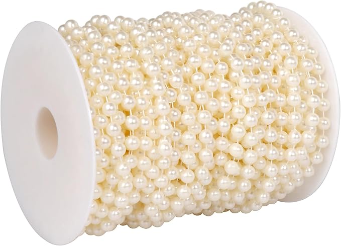 Beaded Trim, 5mm Ivory Pearl Garland Roll, 118 Feet Long